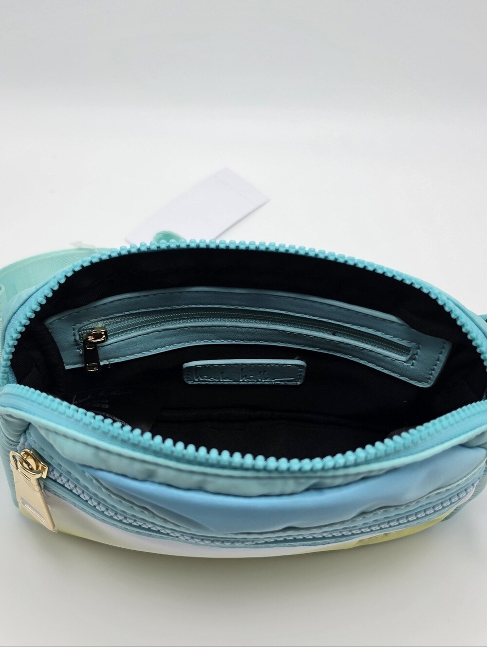 Nicole Miller Women's Nylon Crossbody Fanny Pack Belt Bag Aqua/Yellow Gradient - Picture 5 of 11